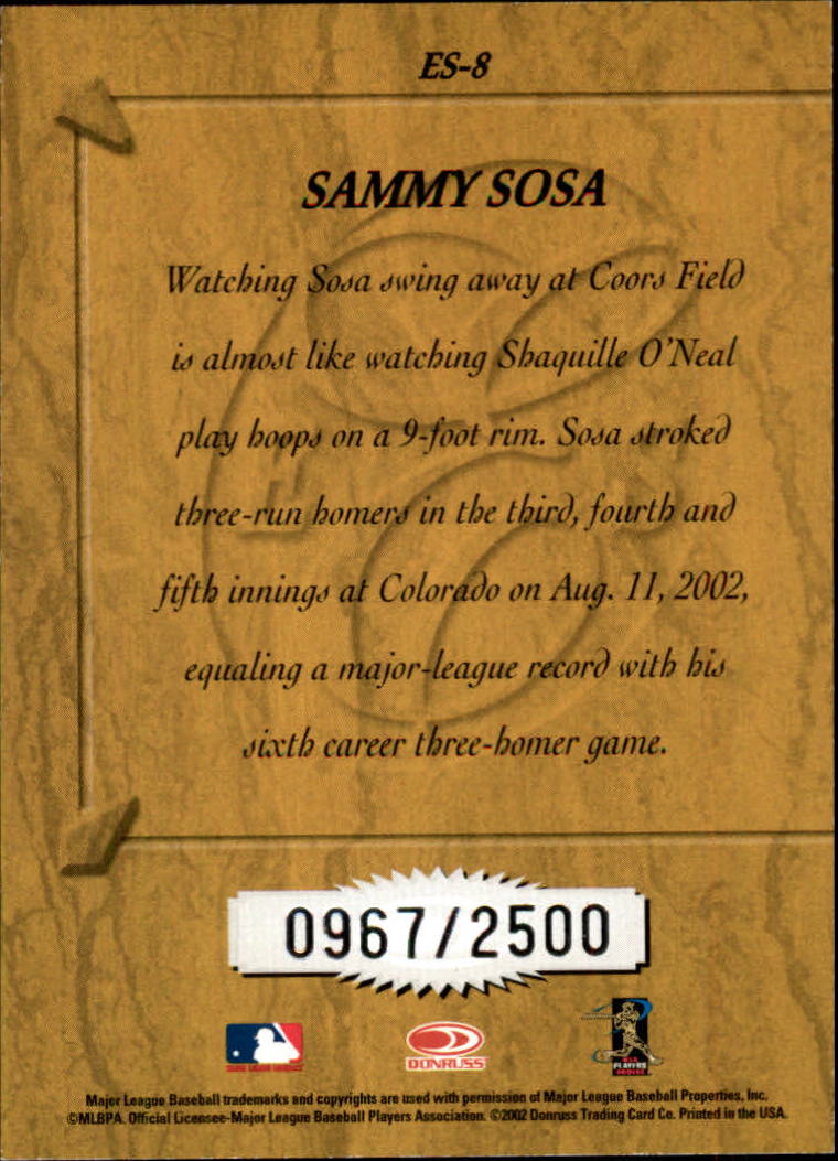 2003 Donruss Elite Series #8 Sammy Sosa back image