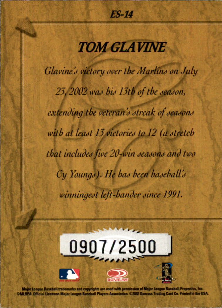 2003 Donruss Elite Series #14 Tom Glavine back image