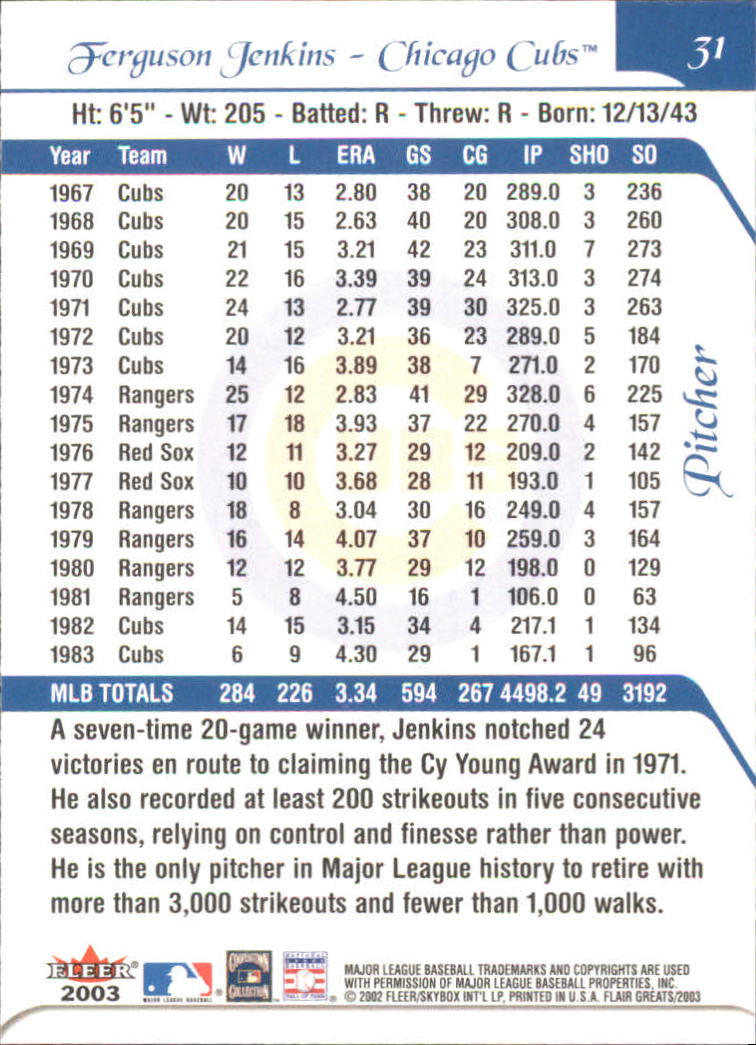 2003 FLAIR GREATS BASEBALL ASSORTED SINGLES U-PICK - Picture 63 of 203