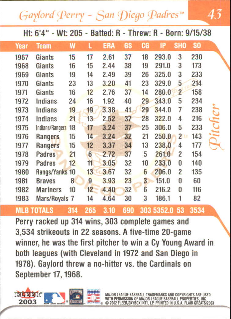 2003 FLAIR GREATS BASEBALL ASSORTED SINGLES U-PICK - Picture 87 of 203