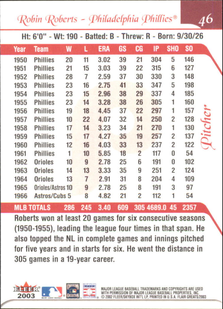 2003 FLAIR GREATS BASEBALL ASSORTED SINGLES U-PICK - Picture 93 of 203