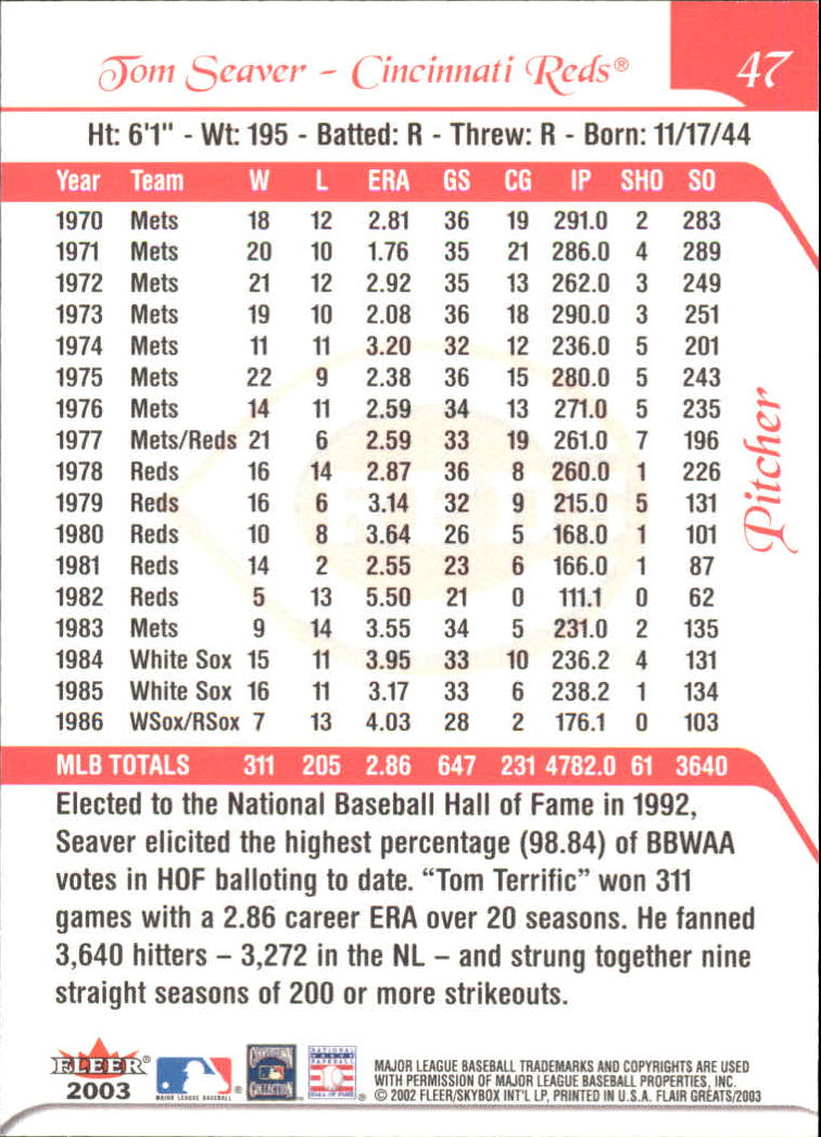 2003 FLAIR GREATS BASEBALL ASSORTED SINGLES U-PICK - Picture 95 of 203