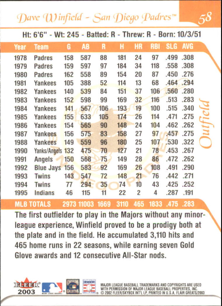 2003 FLAIR GREATS BASEBALL ASSORTED SINGLES U-PICK - Picture 115 of 203