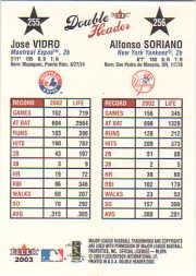 2003 Fleer Double Header #255-56 J.Vidro/A.Soriano AS back image