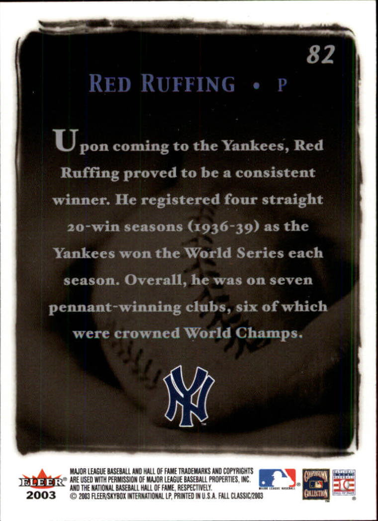 2003 Fleer Fall Classics #82 Red Ruffing GC back image