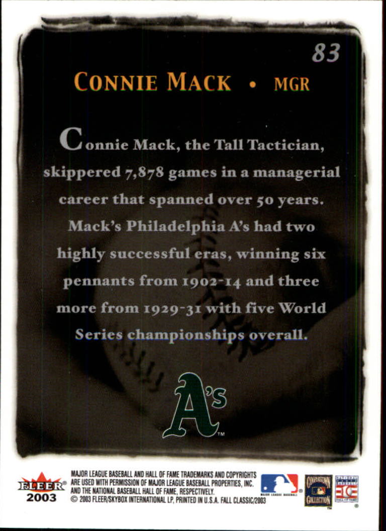2003 Fleer Fall Classics #83 Connie Mack GC back image