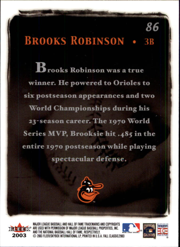 2003 Fleer Fall Classics #86 Brooks Robinson GC back image
