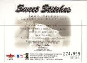 2003 Fleer Showcase Sweet Stitches Game Jersey #TH Todd Helton/899 back image