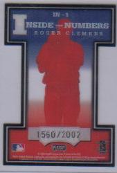 2003 Playoff Prestige Inside the Numbers #1 Roger Clemens back image