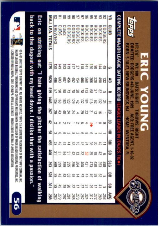 2003 Topps #56 Eric Young back image
