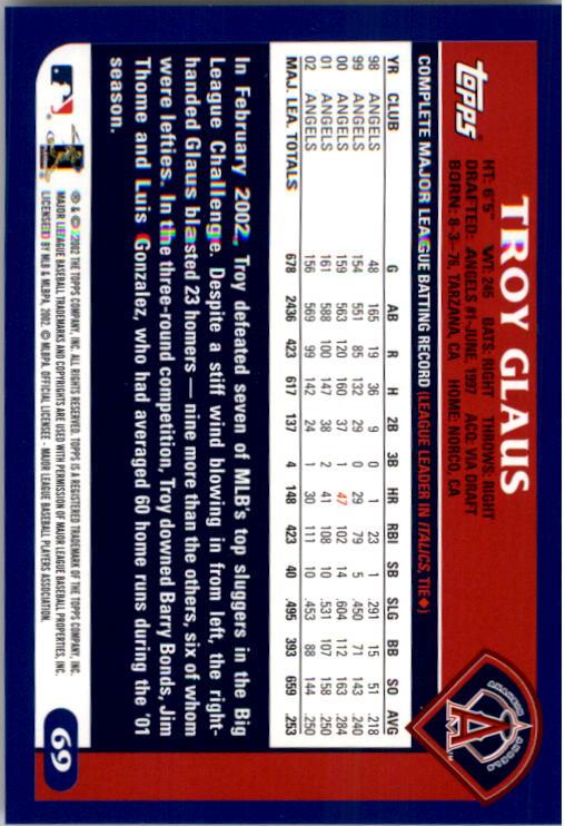 2003 Topps #69 Troy Glaus back image