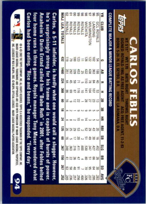 2003 Topps #94 Carlos Febles back image
