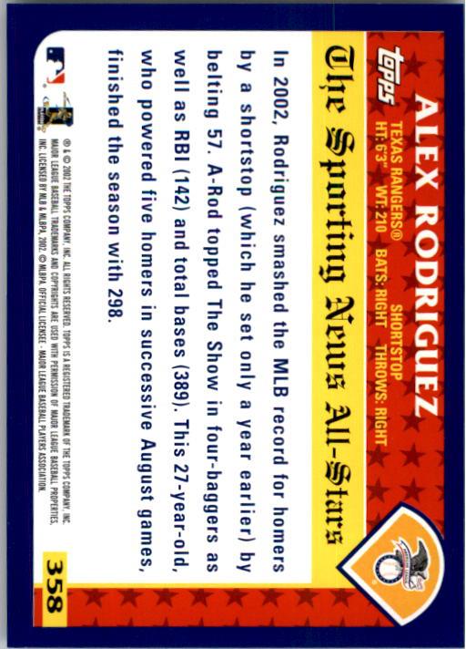 2003 Topps #358 Alex Rodriguez AS back image
