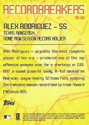 2003 Topps Record Breakers #AR1 Alex Rodriguez 1 back image