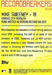 2003 Topps Record Breakers #MS Mike Sweeney 1 back image