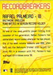 2003 Topps Record Breakers #RP Rafael Palmeiro 1 back image