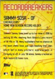 2003 Topps Record Breakers #SS1 Sammy Sosa 1 back image