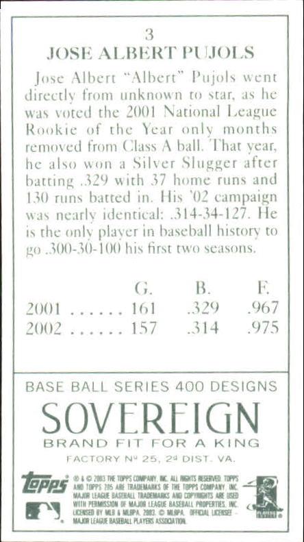 2003 Topps 205 Sovereign Green #2 Bret Boone back image