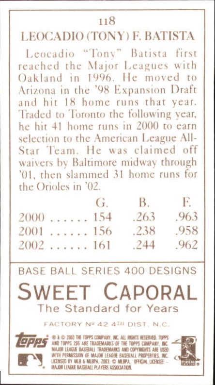 A1585- 2003 Topps 205 BB Verschiedene Einsatz Karten -du Pick- 15 + Kostenlose - Bild 53 von 55