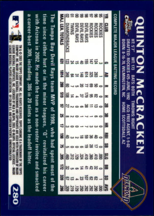 A6090- 2003 Topps Chrome BB Cards 251-440 +Inserts -You Pick- 15+ FREE US SHIP - Picture 51 of 297