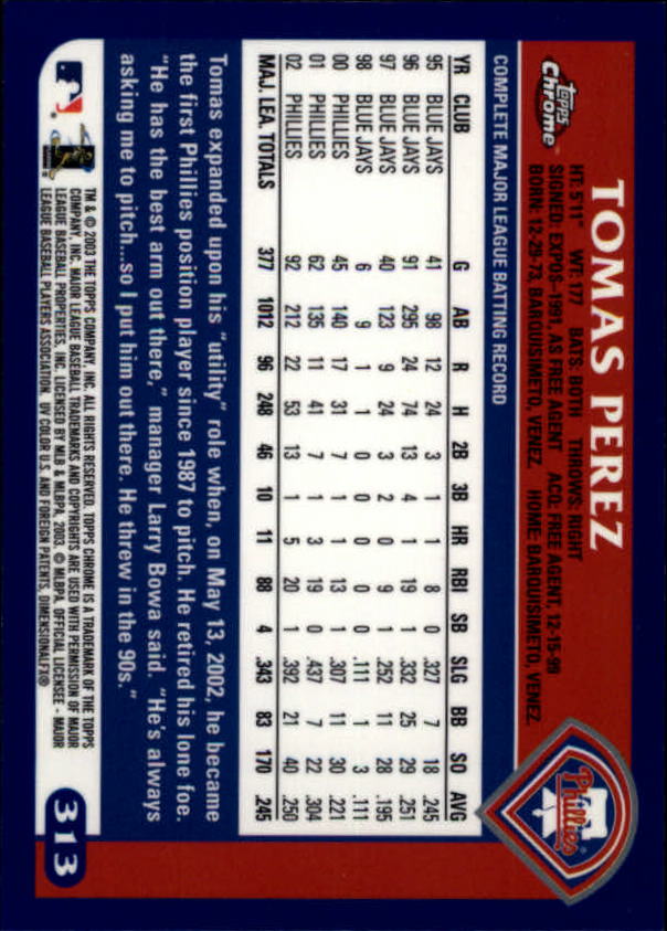 A6090- 2003 Topps Chrome BB Cards 251-440 +Inserts -You Pick- 15+ FREE US SHIP - Picture 103 of 297