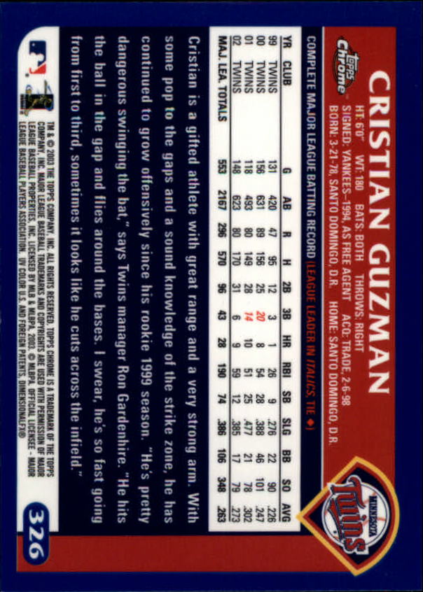 A6090- 2003 Topps Chrome BB Cards 251-440 +Inserts -You Pick- 15+ FREE US SHIP - Picture 113 of 297