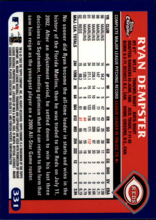 A6090- 2003 Topps Chrome BB Cards 251-440 +Inserts -You Pick- 15+ FREE US SHIP - Picture 121 of 297