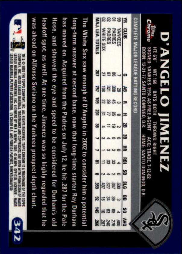 A6090- 2003 Topps Chrome BB Cards 251-440 +Inserts -You Pick- 15+ FREE US SHIP - Picture 139 of 297