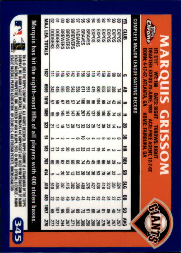 A6090- 2003 Topps Chrome BB Cards 251-440 +Inserts -You Pick- 15+ FREE US SHIP - Picture 145 of 297