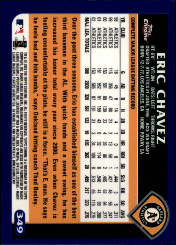 A6090- 2003 Topps Chrome BB Cards 251-440 +Inserts -You Pick- 15+ FREE US SHIP - Picture 153 of 297