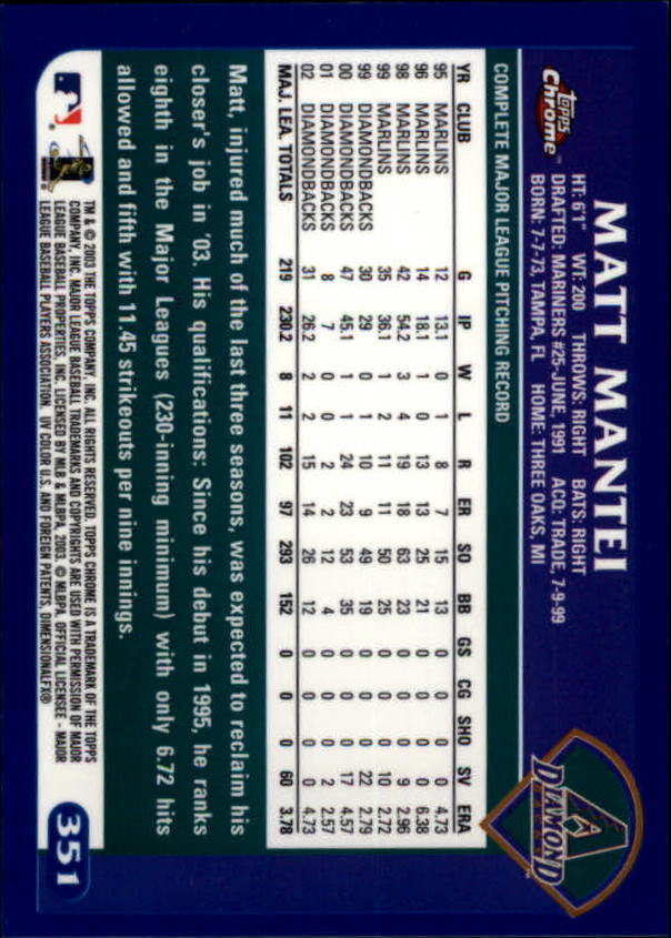 A6090- 2003 Topps Chrome BB Cards 251-440 +Inserts -You Pick- 15+ FREE US SHIP - Picture 155 of 297