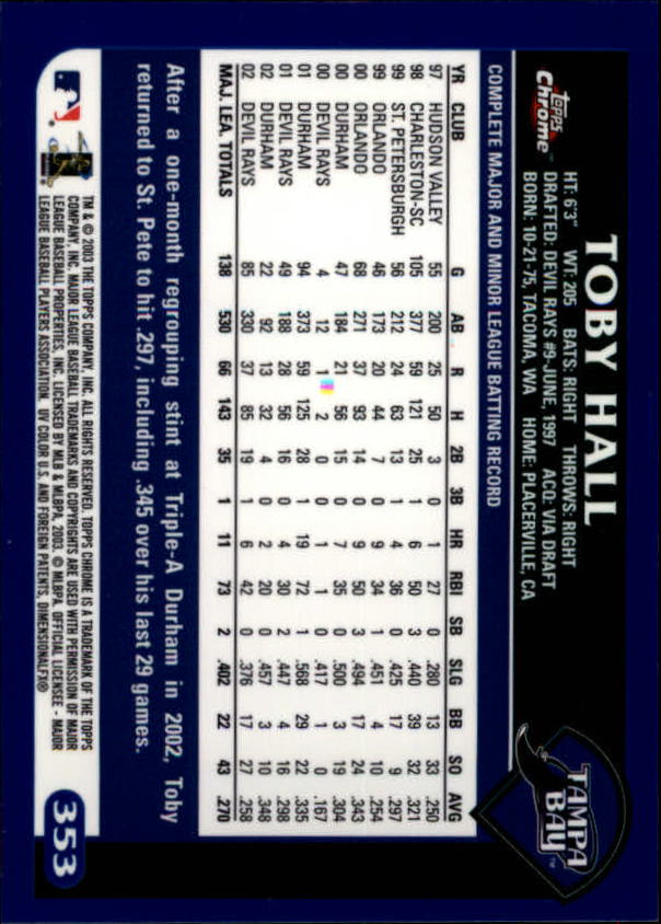 A6090- 2003 Topps Chrome BB Cards 251-440 +Inserts -You Pick- 15+ FREE US SHIP - Picture 159 of 297