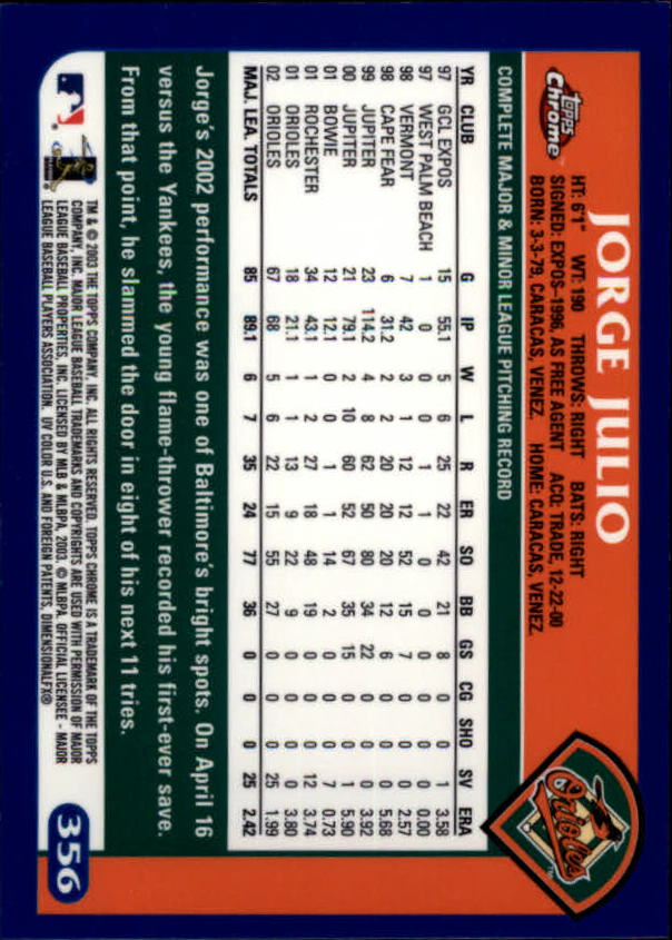 A6090- 2003 Topps Chrome BB Cards 251-440 +Inserts -You Pick- 15+ FREE US SHIP - Picture 161 of 297