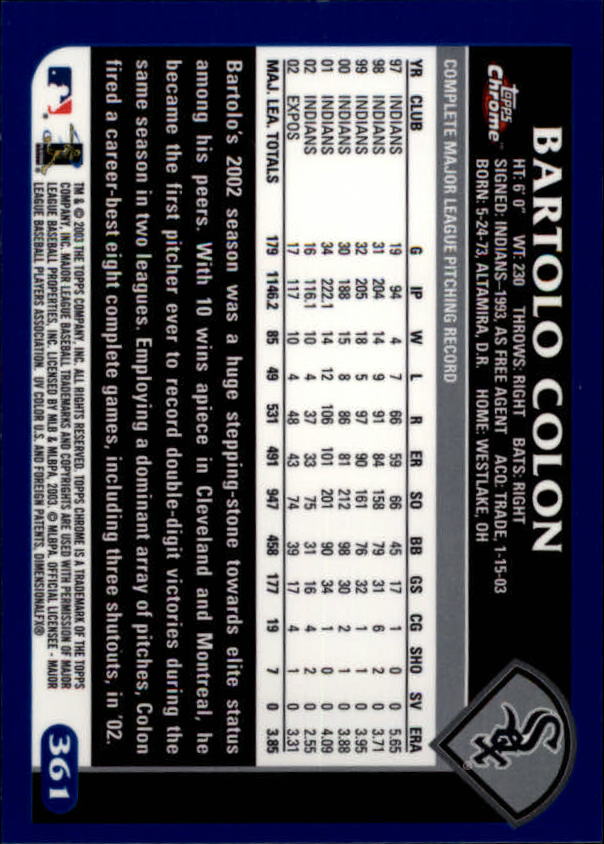 A6090- 2003 Topps Chrome BB Cards 251-440 +Inserts -You Pick- 15+ FREE US SHIP - Picture 169 of 297