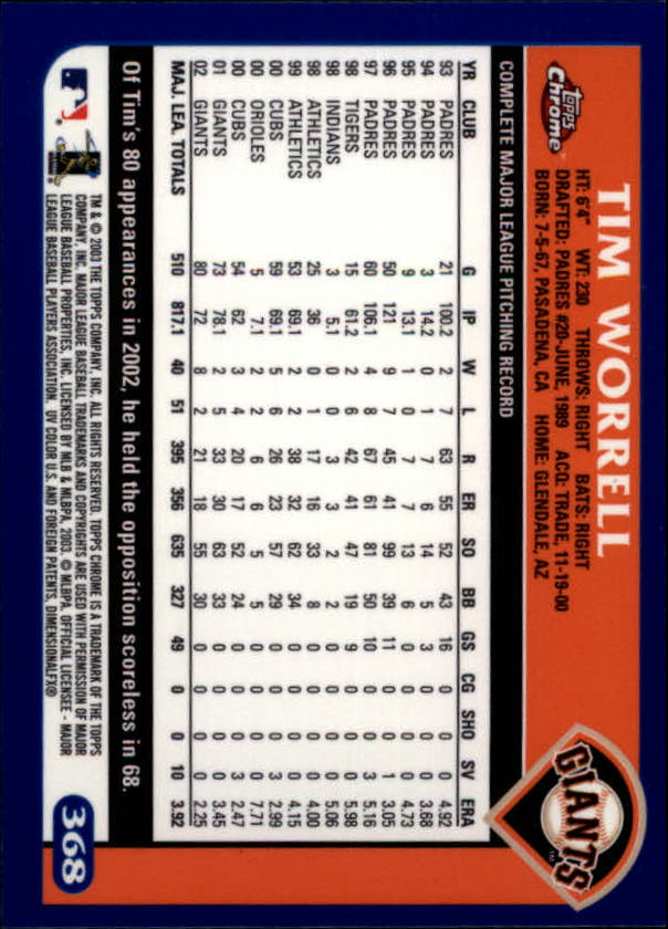 A6090- 2003 Topps Chrome BB Cards 251-440 +Inserts -You Pick- 15+ FREE US SHIP - Picture 177 of 297