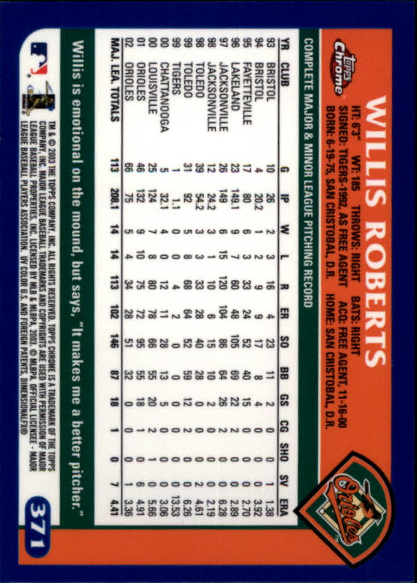 A6090- 2003 Topps Chrome BB Cards 251-440 +Inserts -You Pick- 15+ FREE US SHIP - Picture 181 of 297