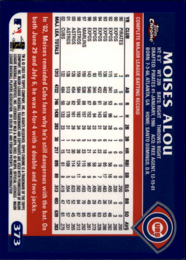 A6090- 2003 Topps Chrome BB Cards 251-440 +Inserts -You Pick- 15+ FREE US SHIP - Picture 183 of 297