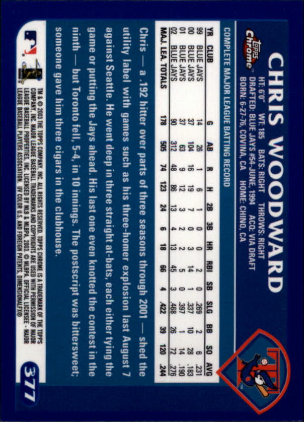 A6090- 2003 Topps Chrome BB Cards 251-440 +Inserts -You Pick- 15+ FREE US SHIP - Picture 189 of 297