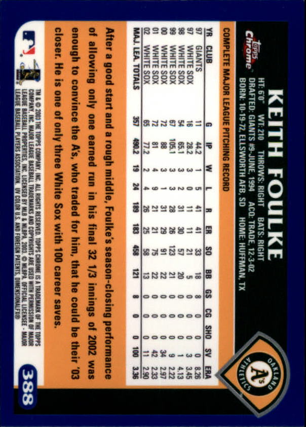 A6090- 2003 Topps Chrome BB Cards 251-440 +Inserts -You Pick- 15+ FREE US SHIP - Picture 209 of 297