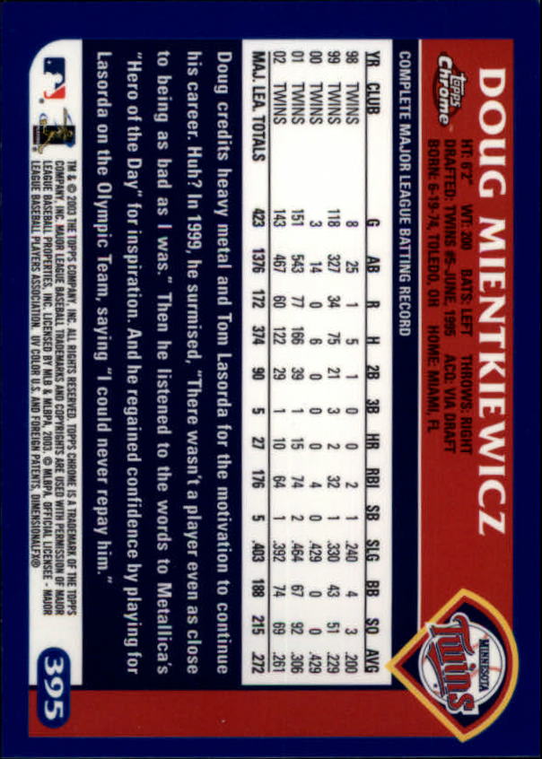 A6090- 2003 Topps Chrome BB Cards 251-440 +Inserts -You Pick- 15+ FREE US SHIP - Picture 219 of 297