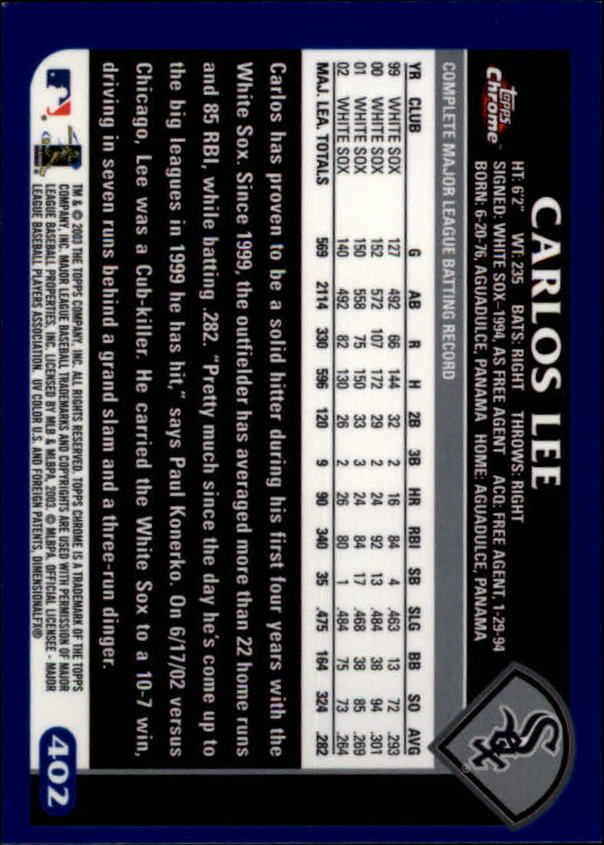 A6090- 2003 Topps Chrome BB Cards 251-440 +Inserts -You Pick- 15+ FREE US SHIP - Picture 225 of 297