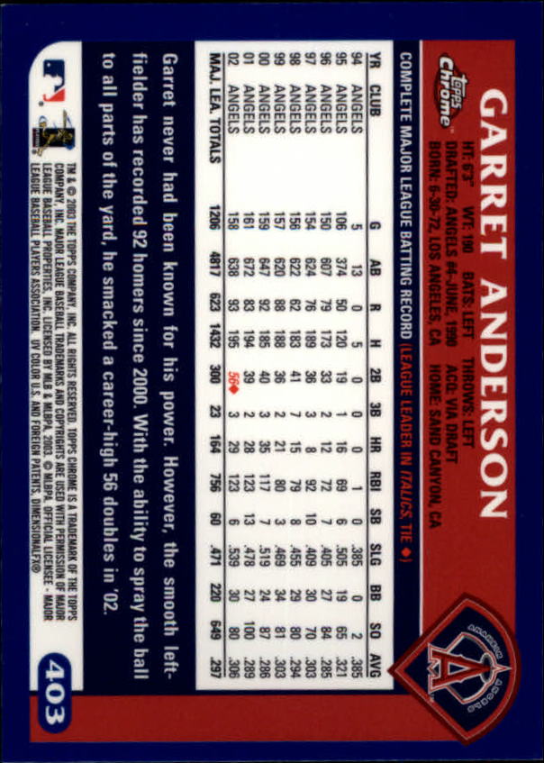 A6090- 2003 Topps Chrome BB Cards 251-440 +Inserts -You Pick- 15+ FREE US SHIP - Picture 227 of 297