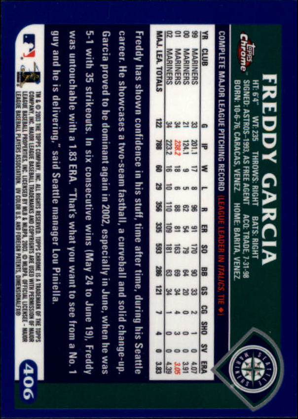 A6090- 2003 Topps Chrome BB Cards 251-440 +Inserts -You Pick- 15+ FREE US SHIP - Picture 231 of 297