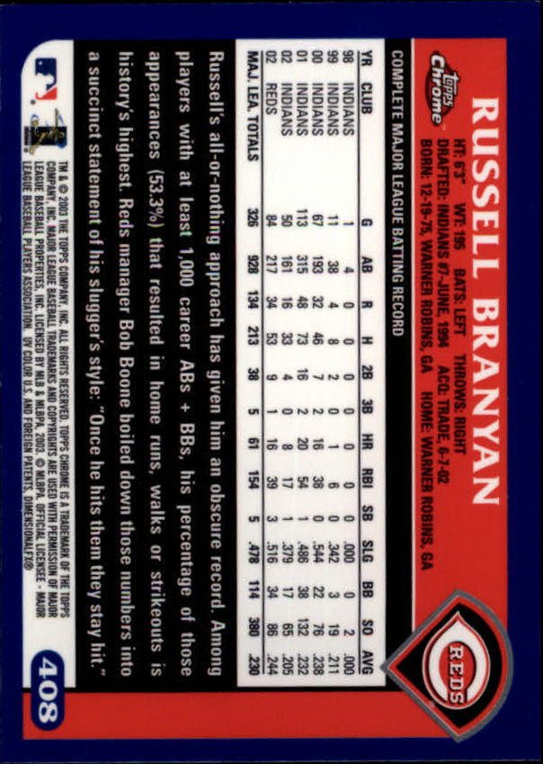 A6090- 2003 Topps Chrome BB Cards 251-440 +Inserts -You Pick- 15+ FREE US SHIP - Picture 235 of 297