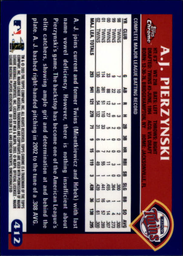 A6090- 2003 Topps Chrome BB Cards 251-440 +Inserts -You Pick- 15+ FREE US SHIP - Picture 243 of 297