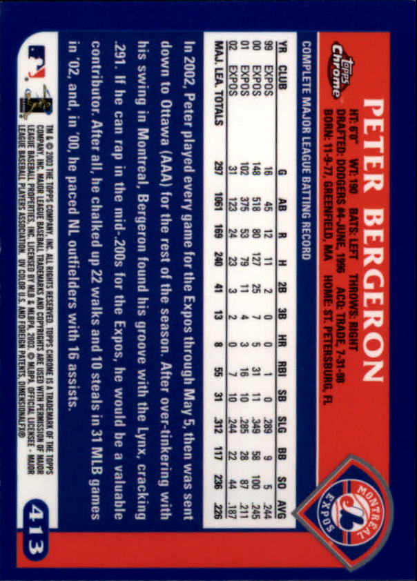 A6090- 2003 Topps Chrome BB Cards 251-440 +Inserts -You Pick- 15+ FREE US SHIP - Picture 245 of 297