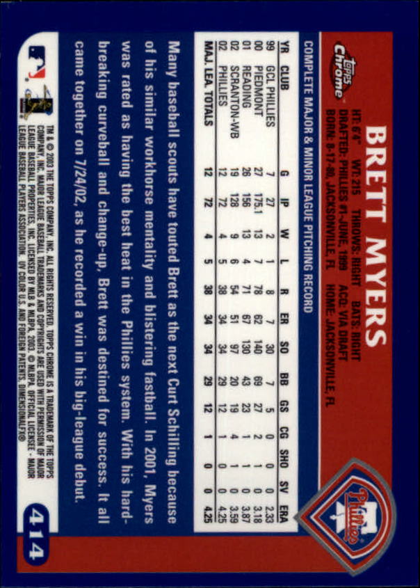 A6090- 2003 Topps Chrome BB Cards 251-440 +Inserts -You Pick- 15+ FREE US SHIP - Picture 247 of 297