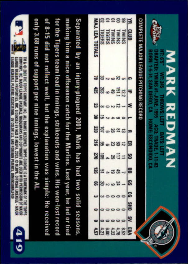 A6090- 2003 Topps Chrome BB Cards 251-440 +Inserts -You Pick- 15+ FREE US SHIP - Picture 253 of 297