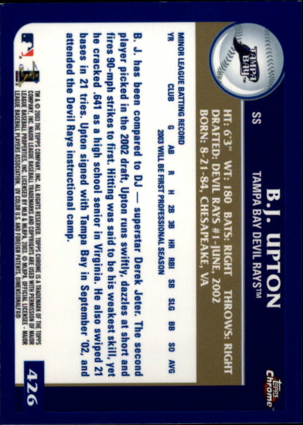 A6090- 2003 Topps Chrome BB Cards 251-440 +Inserts -You Pick- 15+ FREE US SHIP - Picture 263 of 297