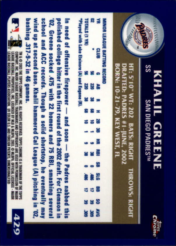 A6090- 2003 Topps Chrome BB Cards 251-440 +Inserts -You Pick- 15+ FREE US SHIP - Picture 265 of 297